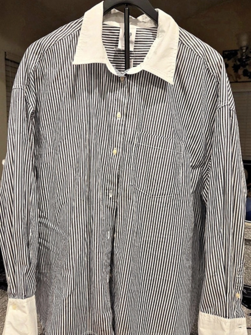 GAP The Big Shirt Striped Cotton Shirt in Blue & White Size XL